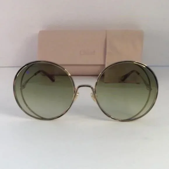 New Original Chloe Gold & Green Round Sunglasses HANAH  display picture 3